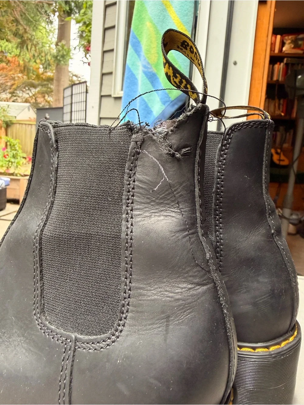 Dr. Martens Black Chelsea Lug Boots with Yellow Stitching (read description!)